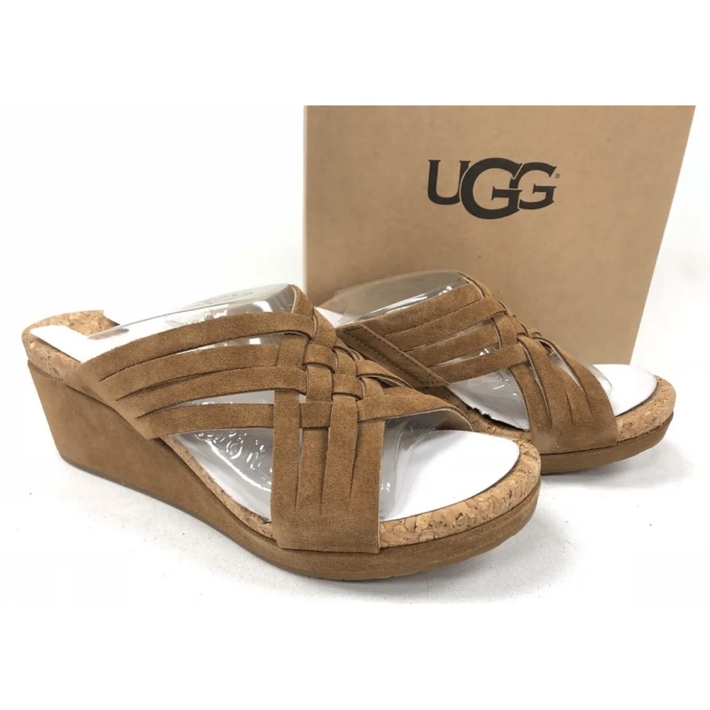 New UGG Lilah Wedge Chestnut Size 8 1019976